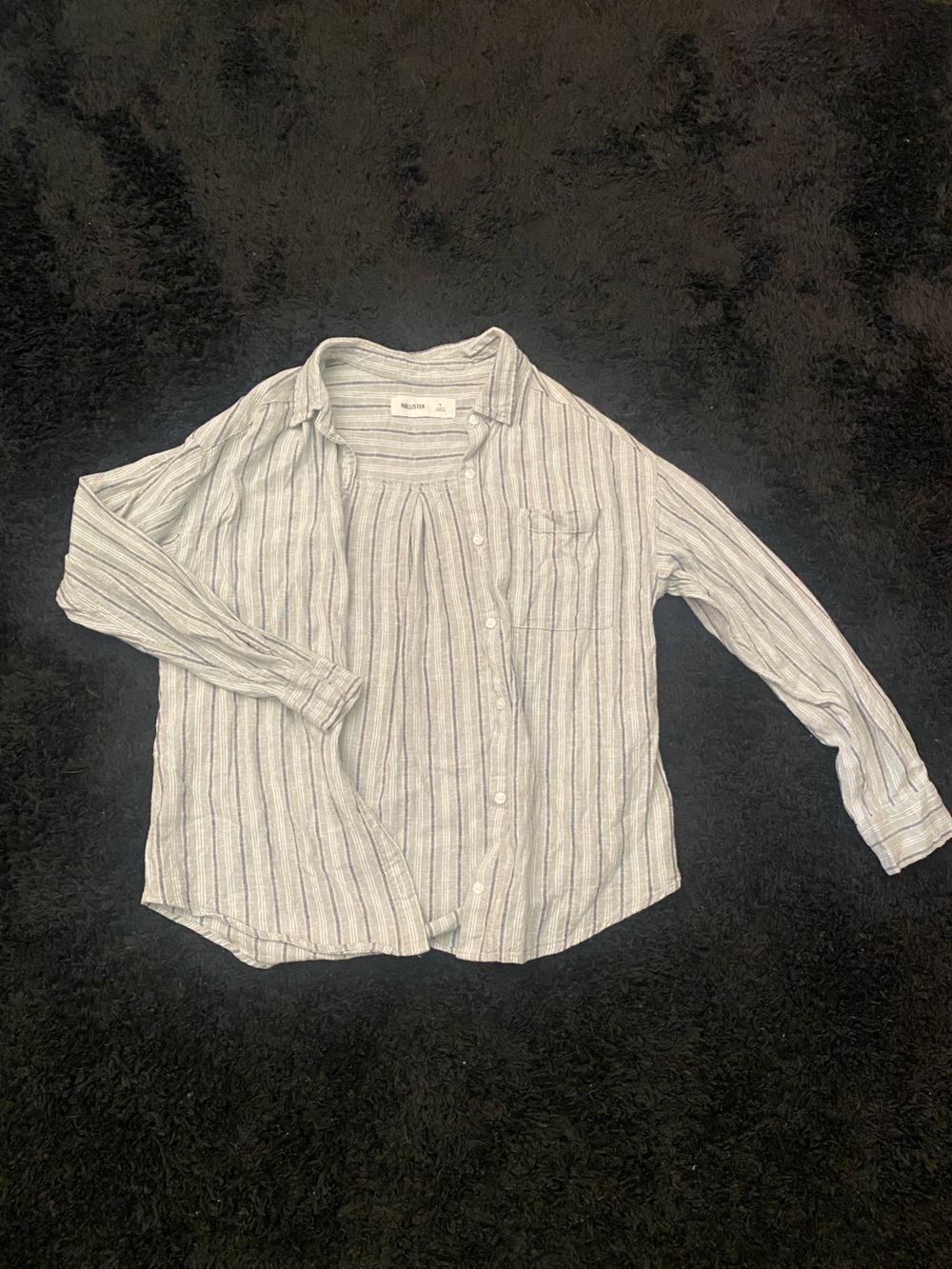 Hollister blue and green Striped Button-Up Shirt